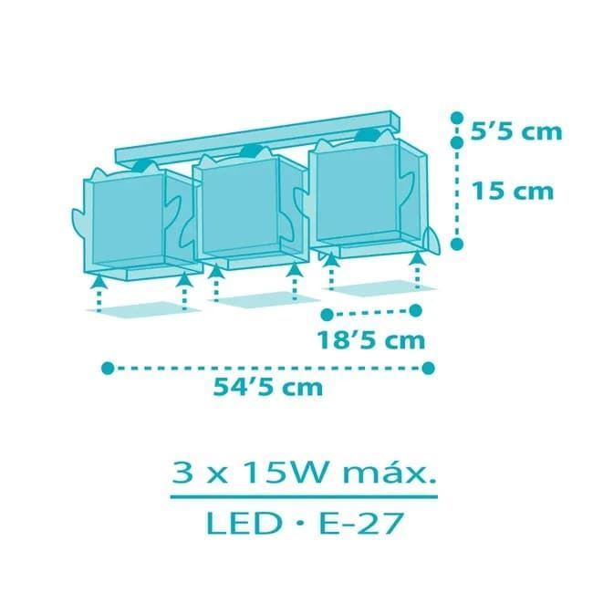 Plafón de techo 3 luces búho azul - Imagen 3